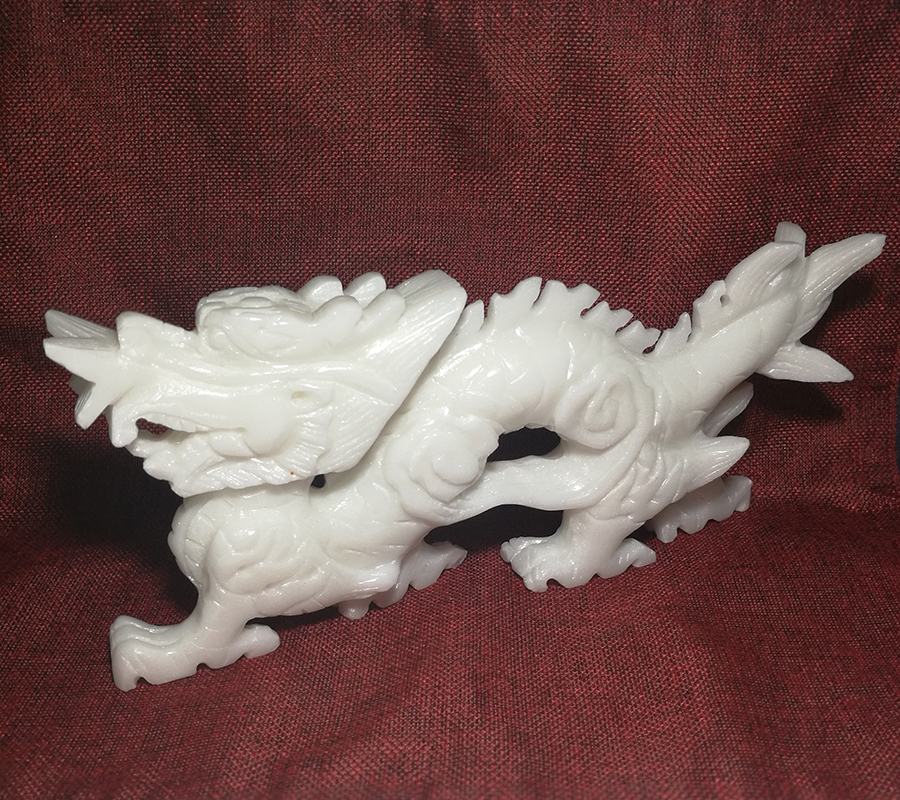 Natural hand-made white jade dragon white jade dragon swing piece of zodiac fengshui furnishings home decoration