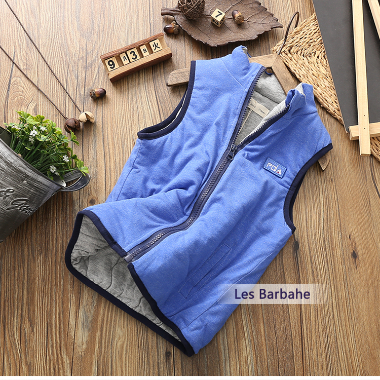 Áo vest trẻ em cotton dày ấm áp 2018 thu đông mới bé trai áo vest cotton vai đứng áo gile bò cho bé