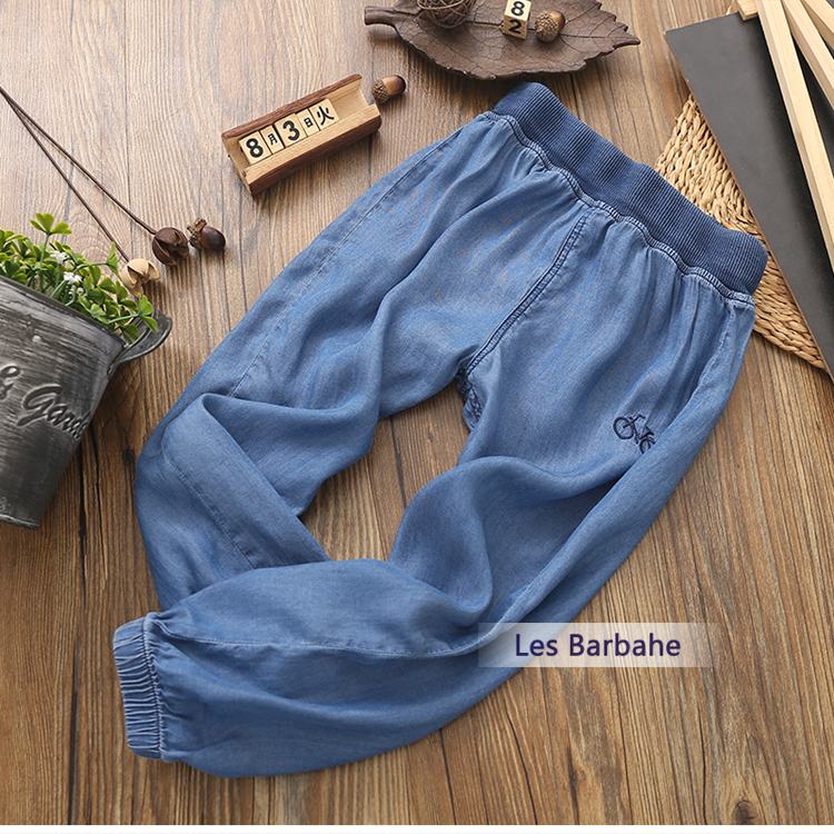 Mát mỏng nam giới và phụ nữ chống muỗi quần bé Tensi jeans 2018 mùa hè quần áo trẻ em trong các trẻ em lớn điều hòa không khí quần