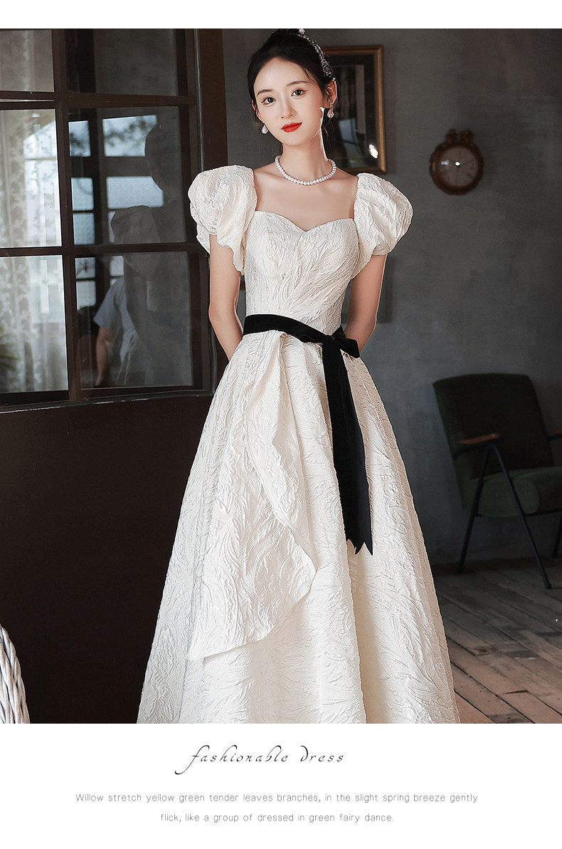 白色缎面晚礼服裙女轻奢小众高端法式高级感在逃公主婚纱平时可穿-阿里巴巴