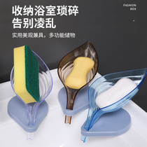 Leaf Drain Soap Box Leaks Creative Leaves Bathroom Free of punch suction cups Soap Shelve toilet Home