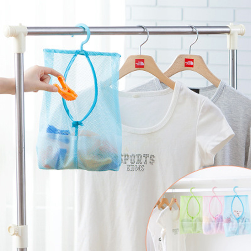 Hangable mesh bag storage finishing bag kitchen bathroom wardrobe multi-purpose hanging bag baby clothes storage bag