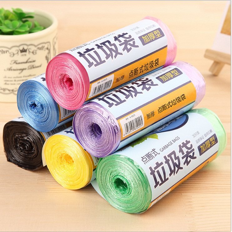 Flat mouth type roll garbage bag Household kitchen office powder room thickened plastic bag 5 rolls