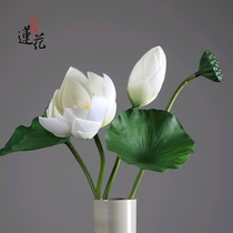 Lotus Artificial Lotus Living Room Decorative Flower Anti-Fall Flower Dining Table Flower Art Ornament Tea Table Flower