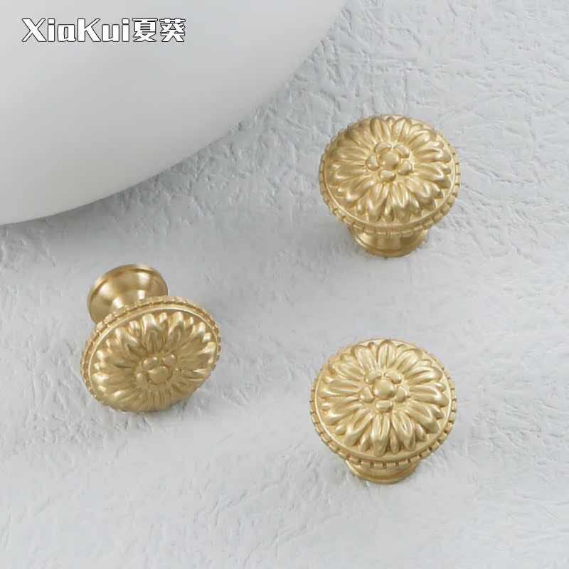 Xia Kui European-style French pure copper single-hole small handle drawer light luxury brass cabinet furniture wardrobe door handle all copper