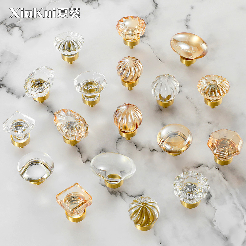 Export Italian pigeon egg crystal handle style light luxury modern champagne transparent drawer wardrobe door handle