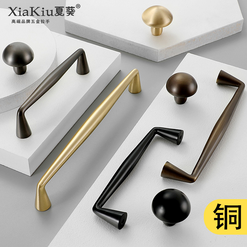 Light Extravagant Nordic Pure Copper Wardrobe Pull Handle All Copper Round Single Hole Drawer Cabinet Minima American Overall Cupboard Brass Door Handle