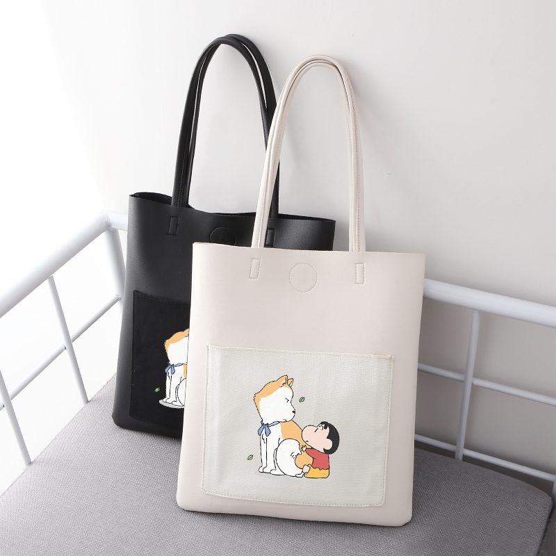 Japan-ROK Wax Pen Small New Single Shoulder Bag Woman Cartoon Cute PU Handbag Cartoon Around Secondary Meta-bag Satchel Bag