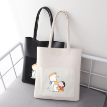 Japanese and Korean crayon small new shoulder bag female cartoon cute PU Hand bag anime surrounding two-dimensional tote bag bag