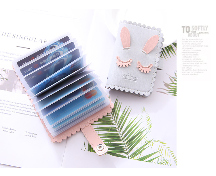 Gói thẻ thỏ dễ thương mini chủ thẻ nhỏ gọn có thể được đặt trên thẻ giấy phép bao da thẻ đa năng dung lượng lớn bộ thẻ gói - Chủ thẻ ví cầm tay nữ hàng hiệu