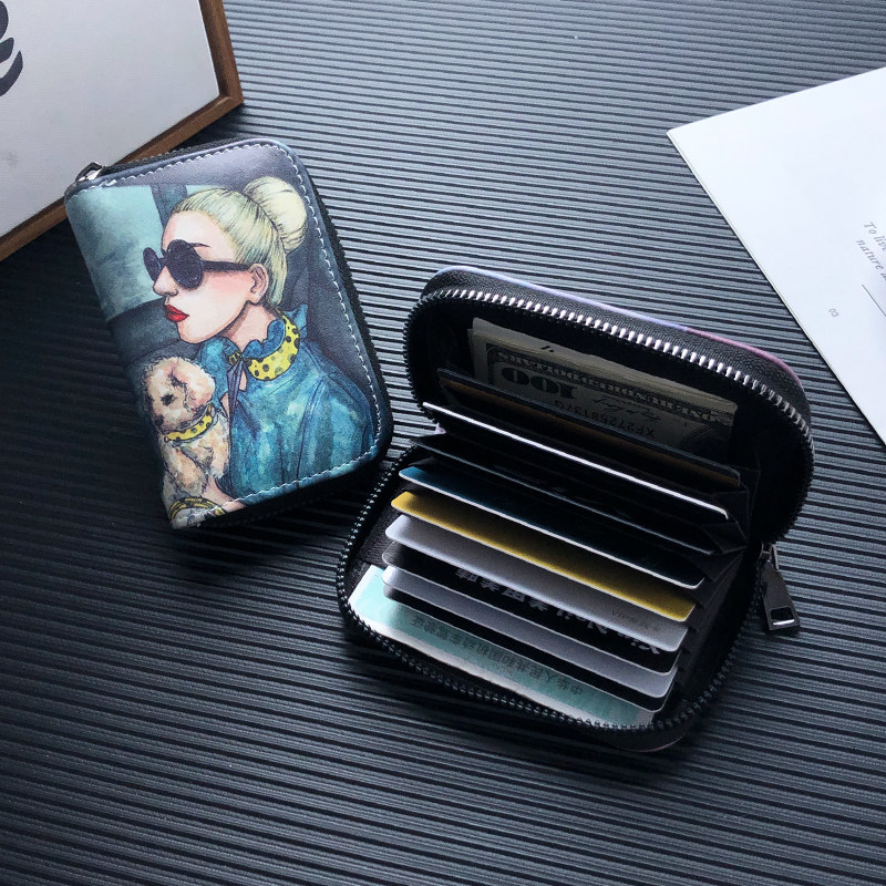 High-end card package female Modern girl multi-function large capacity loading silver small chocolate card set exquisite card clip