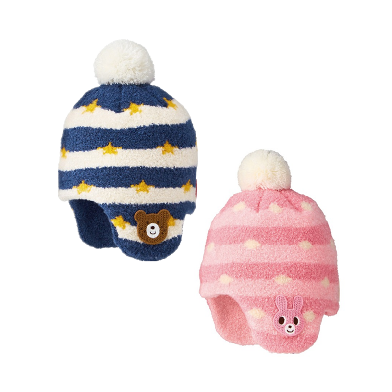 Spot Japan mikihouseHB winter style male and female treasure cuddly bear rabbit fur hat 73-9202-456