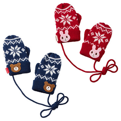Spot New Japan MikihouseHB Small Bear Small Rabbit Snowflake Warm Gloves 73-7602-456
