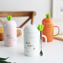 Creative ceramic mug Han version of the mark cup female students with cover spoon cute super cute lovers water glass mens fashion trends