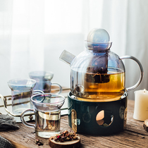 Light extravagant glazed glass suit kettle can heat high temperature resistant home livingroom tea drinking water cups with trays