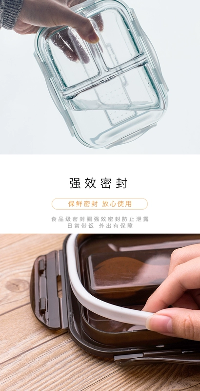 Kính hộp cơm trưa nhân viên văn phòng cách ly hộp cơm trưa nữ tươi có nắp lò vi sóng - Hộp cơm điện sưởi ấm