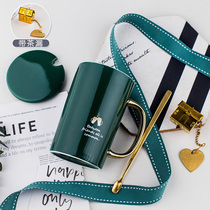 ins Wind ceramic mug Nordic simple art with lid spoon lovers Cup female home office Cup