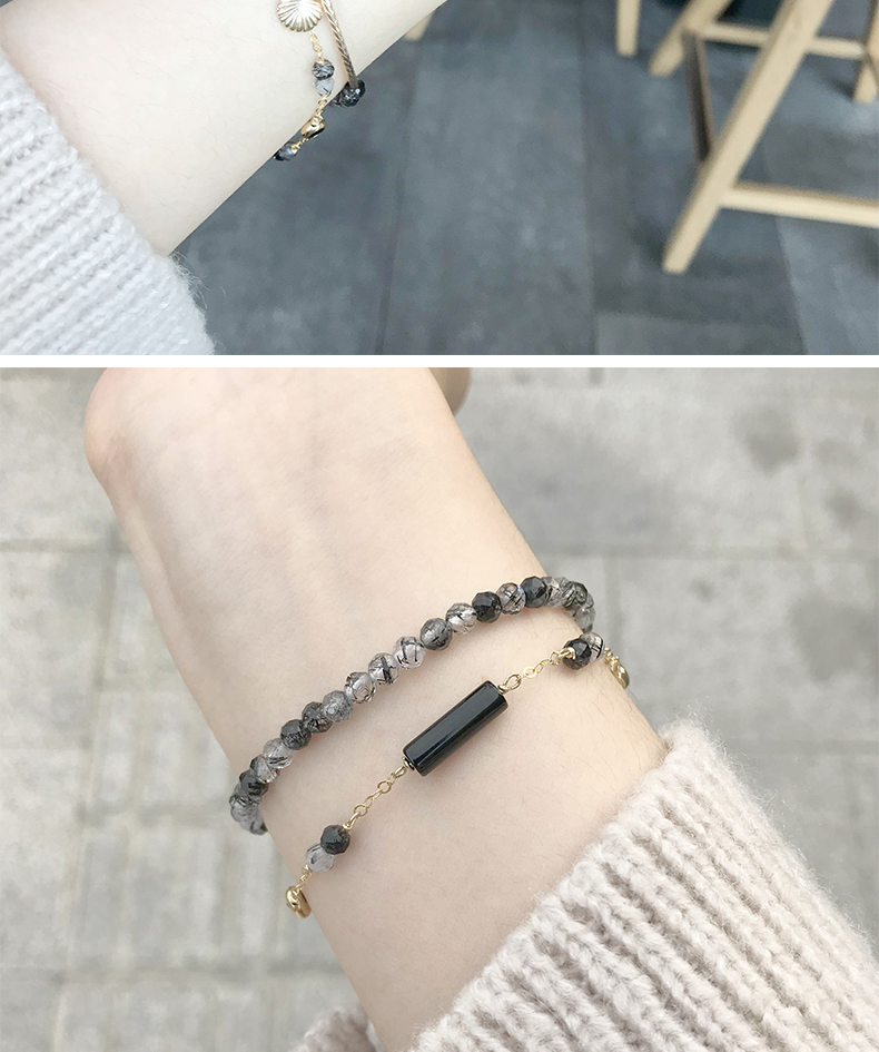 MOON may mắn chuyển nhượng người giúp việc kinh doanh vòng tay pha lê brunette nữ đơn giản phiên bản tiếng Hàn của cá tính in gió thiết kế thích hợp - Vòng đeo tay Clasp thạch anh tóc vàng