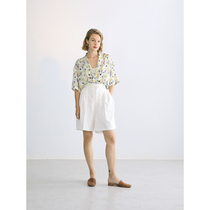 Slow Tea Mcha Grey Green Micro Horn High Waist Suit Shorts Women Summer Thin black and white Pendant Feeling short dress pants