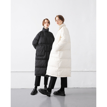 Slow Tea 90 White Duck Suede Collar Thickened Long down Down Clothing Woman Winter Soft Loose No Hat Brief Commute Black White