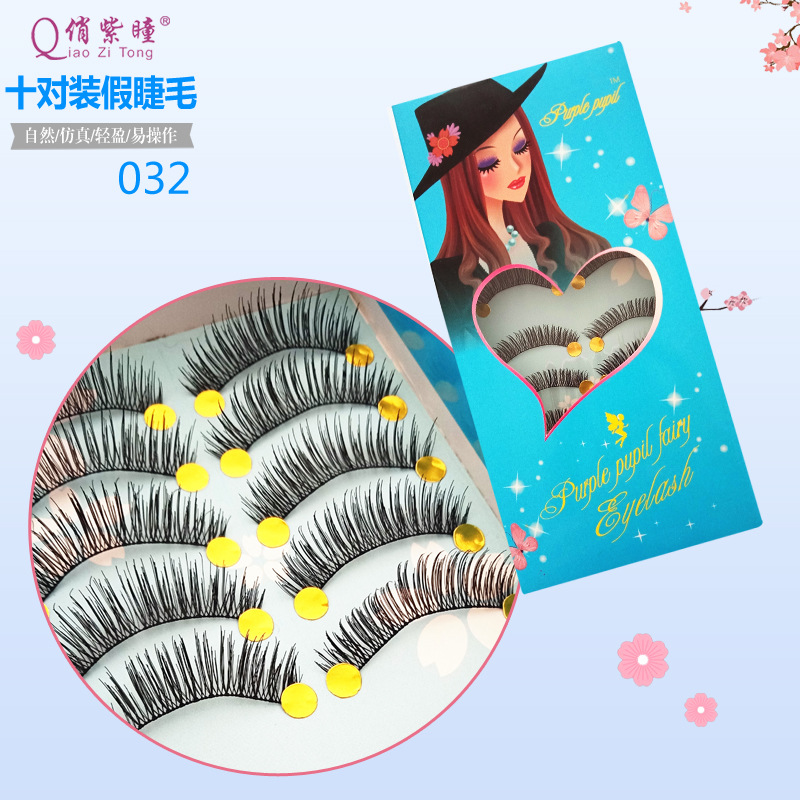 032 type natural slender realistic curly thick eyelashes soft chemical fiber naked handmade false eyelashes ten pairs