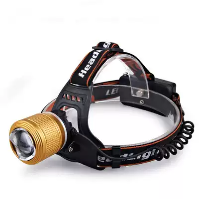 Zoom LED strong light headlight long-shot flashlight miner's lamp night fishing blue and white dual light fishing headlight