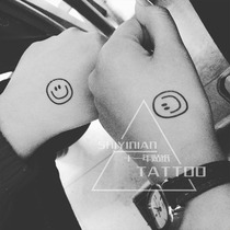 Smiley face tattooed with waterproof male and female Little Lightning South Korean stars with tattooed persistent little fresher smile tattooed