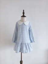 Florra kids19 new girl full print Carton pure cotton thin suede doll collar adorable and obediently dress