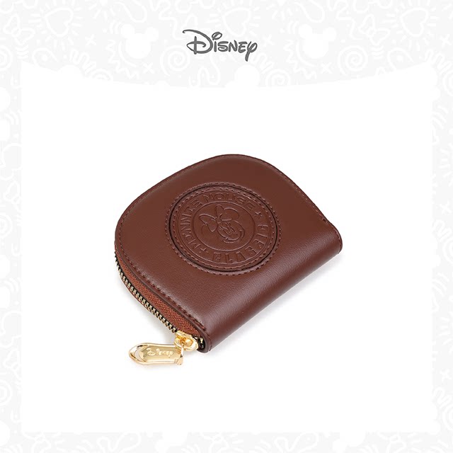 ກ່ອງໃສ່ບັດແບບງ່າຍດາຍຂອງ Disney/Disney Minnie embossed retro ງາມທີ່ມີຊ່ອງໃສ່ບັດຫຼາຍຊ່ອງ zipper semicircular