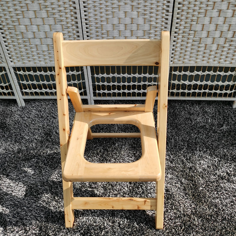 Shang Xi passed on the ruyi auspicious All Bon wood thickened folding and folding chair for the elderly pregnant woman squatting to move the toilet with basin