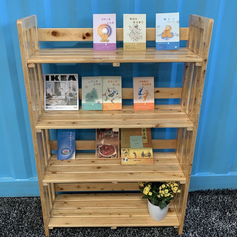 Shanghee Berwood Bookshelf 80-155cm Field wind solid wood floor Shelves Multilayer Simple Bookshelves 3 Floors Log