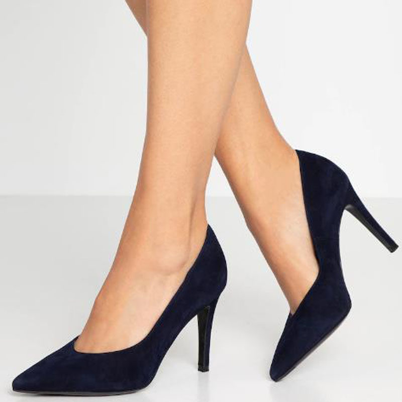 PK Peter Caesar women's shoes 2019 new fine heels Pointy Goat Leather Bag Shoes Fashion Famous and Grey Size Grey size