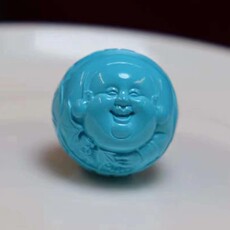 DIY аксессуары 天然原矿蓝绿松石双面佛财神财富一生多宝diy文玩配饰