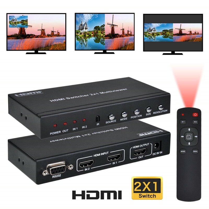 HDMI Screen Seamless Switch 2 in 1 drawing PIP RS232 remote control manually