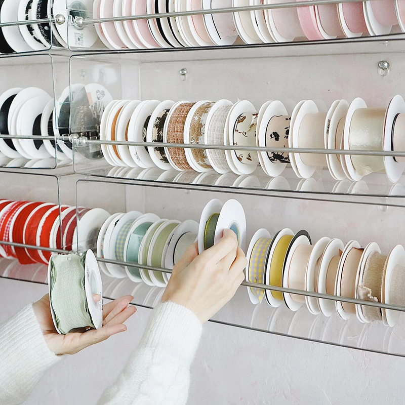 Acrylic Transparent Ribbon Rack, Simple and Luxurious Hanging Storage Ribbon Rack, Special Floral Materials for Flower Shops Acrylic Transparent Ribbon Rack, Simple and Luxurious Hanging Storage Ribbon Rack, Special Floral Materials for Flower Shops