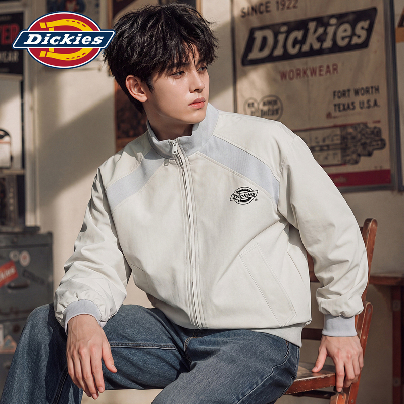 Dickies Men's Jacket with Zipper and Pocket Design, Stand Collar, New Trendy Brand for Spring and Autumn