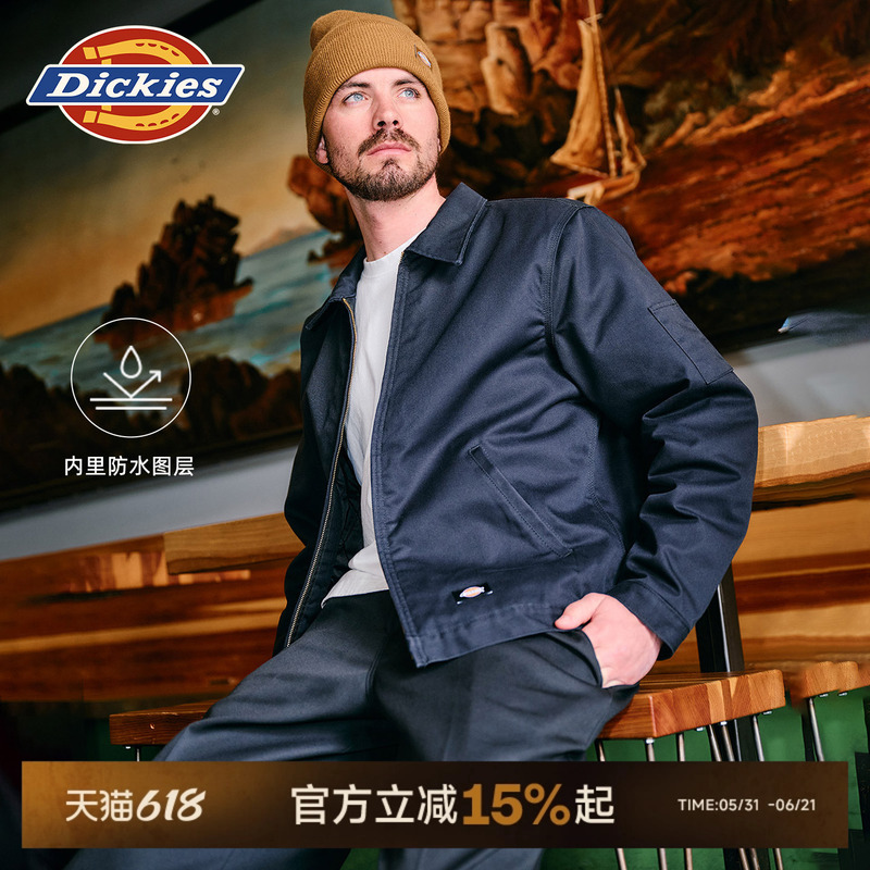 Dickies Classic Work Jacket for Spring and Autumn, Thin Quilted Lining, Waterproof Coating, Cotton Jacket for Men and Women J Dickies Classic Work Jacket for Spring and Autumn, Thin Quilted Lining, Waterproof Coating, Cotton Jacket for Men and Women J