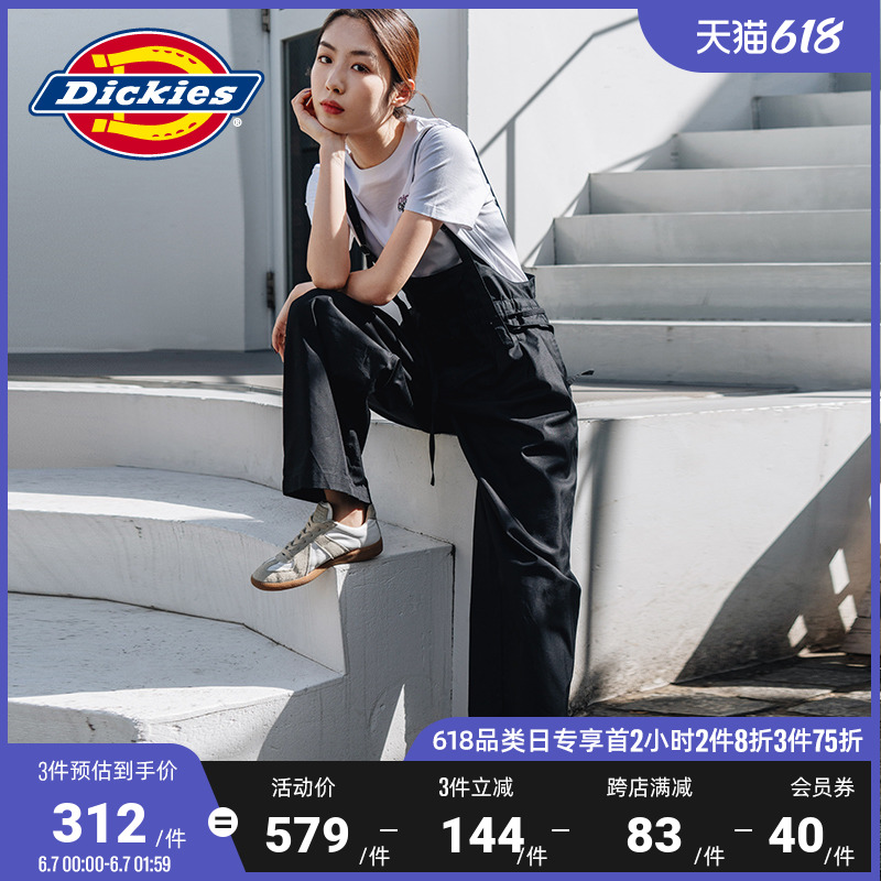 Dickies Adjustable Shoulder Strap Long Pants Woman Style Summer New Pint Casual Cuddling Bag Pants 8834