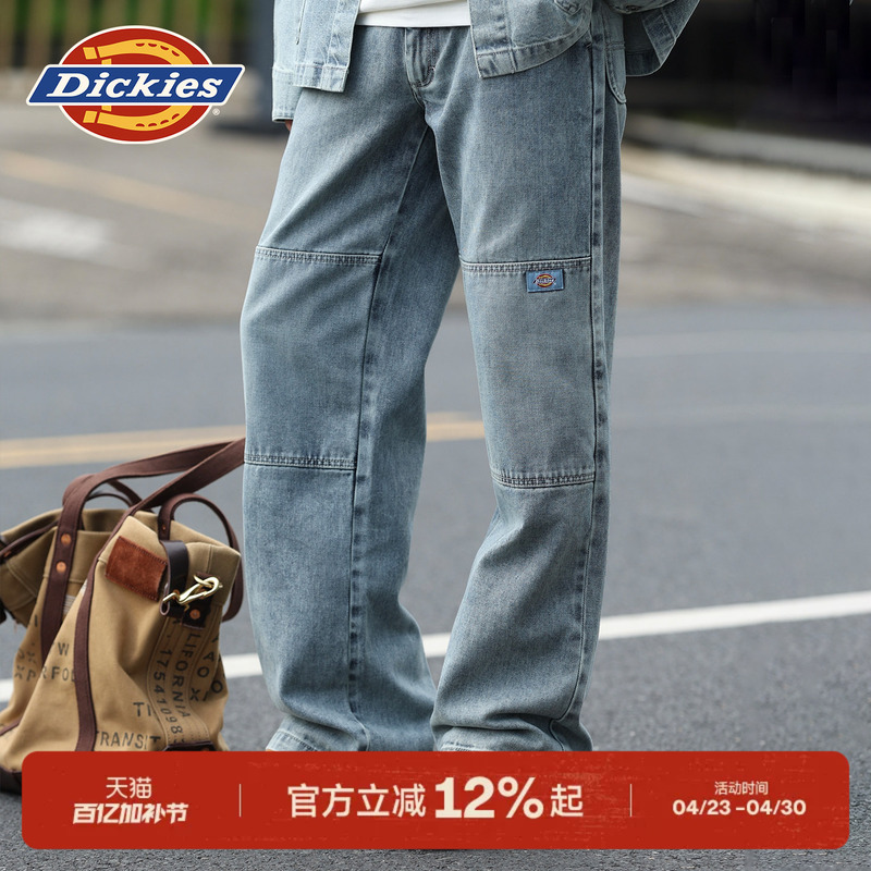 Dickies 2026 Spring and Autumn Style Denim Straight-Leg Casual Loose Double-Knee Pants with Embroidered Logo on the Back J