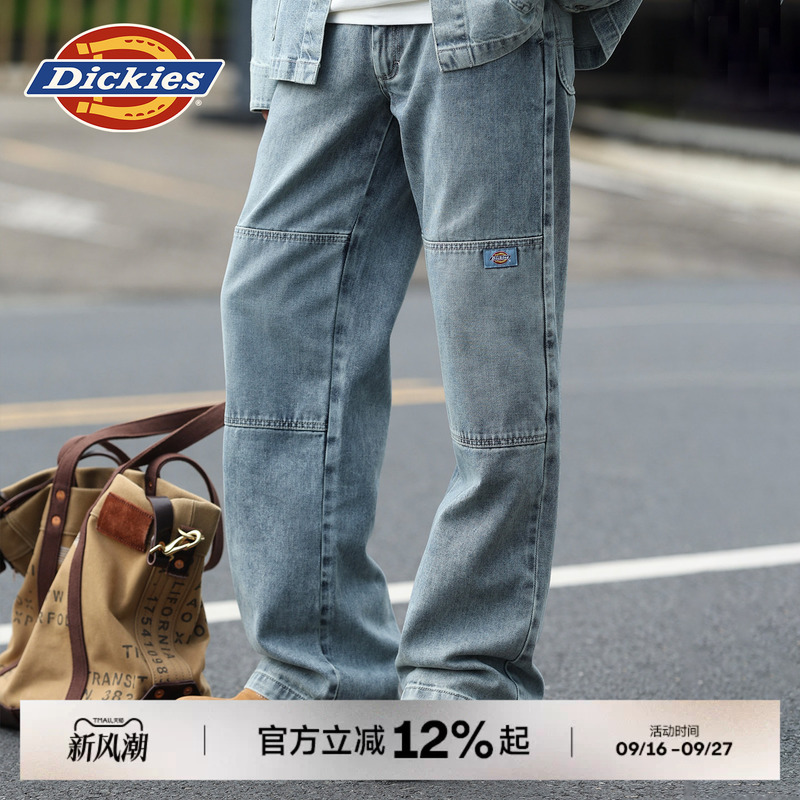 Dickies 2026 Spring and Autumn Style Denim Straight-Leg Casual Loose Double-Knee Pants with Embroidered Logo on the Back J Dickies 2026 Spring and Autumn Style Denim Straight-Leg Casual Loose Double-Knee Pants with Embroidered Logo on the Back J