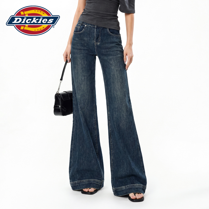 Dickies American Retro Low-Waist Flared Jeans for Women 2026 New Style Slim Fit Non-Tight Flared Pants Long Pants m