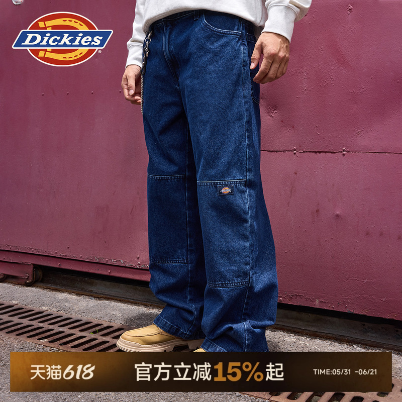 Dickies 2026 Spring Festival Loose Washed Denim Double-Knee Pants Vintage Blue Loose Cargo Pants J Dickies 2026 Spring Festival Loose Washed Denim Double-Knee Pants Vintage Blue Loose Cargo Pants J