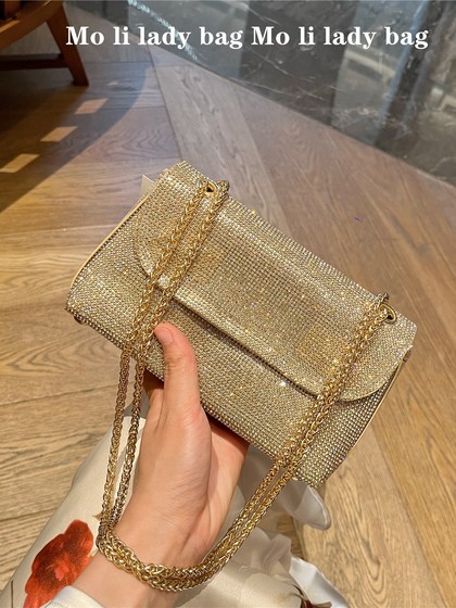 信封小包包2024新款时尚高级小众轻奢带钻单肩斜挎包腋下包手机包