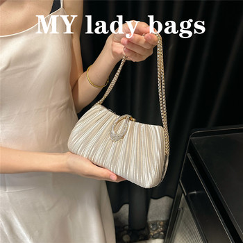 2025 new satin pleated dinner bag women's bag bracelet celebrity dress cheongsam handbag women's shoulder crossbody bag