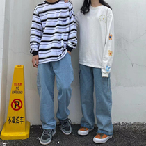 Ideal national tide small volcano jeans men and women with loose version of casual pants Rarecd pory