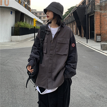 Ideal cotton corduroy stitching shirt jacket for men and women couples loose coat Tide brand PHAT RETRO