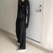 Ideal ins drop feeling wide legs solid color suit pants for men and women couples hip hop casual straight trousers F3ML