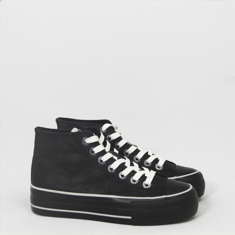 Original Export Order for France 2026 New Model Women's Black High-Top Lace-Up Fashion Basic Thick-Soled Casual Shoes Original Export Order for France 2026 New Model Women's Black High-Top Lace-Up Fashion Basic Thick-Soled Casual Shoes