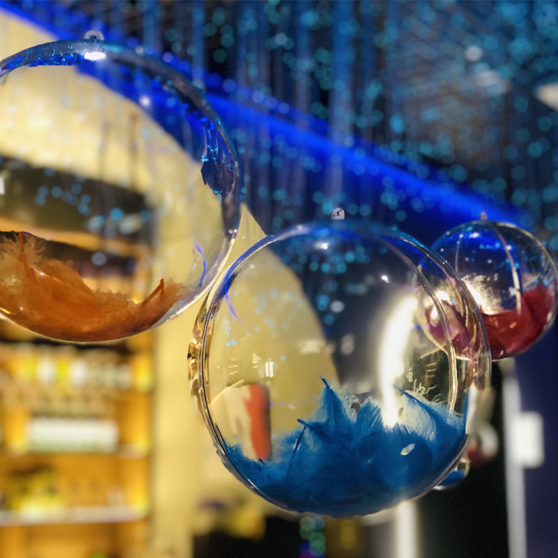 Festival Mall Jewelery Nursery School Decoration Hanging Accessories Plastic Acrylic Transparent Hollow Jersey Christmas Balls Handmade Decorations