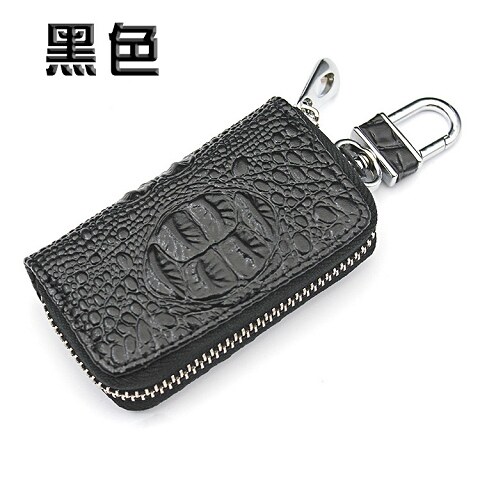 Crocodile pattern high-end key case for men and women large-capacity leather card case car key chain multi-function zipper key case